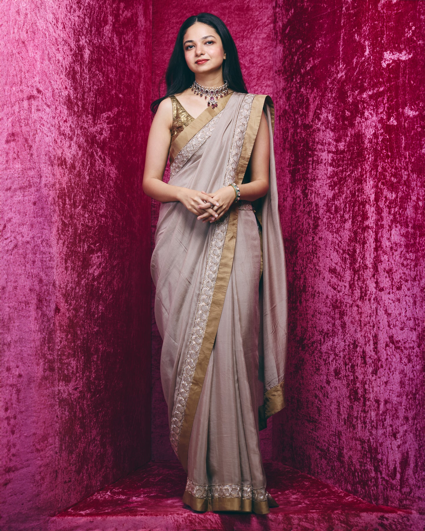 Padmini saree set in Mushroom