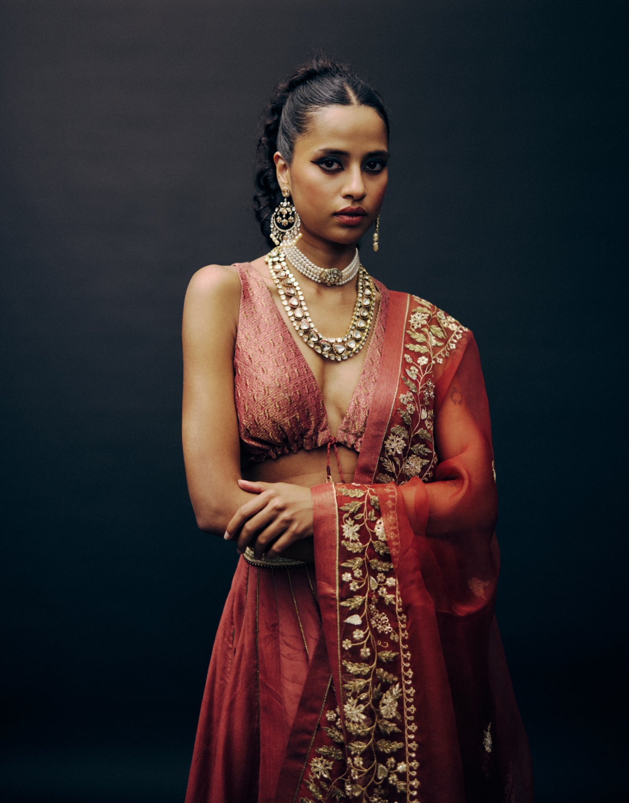 Gulshan ghaghra set in Laal