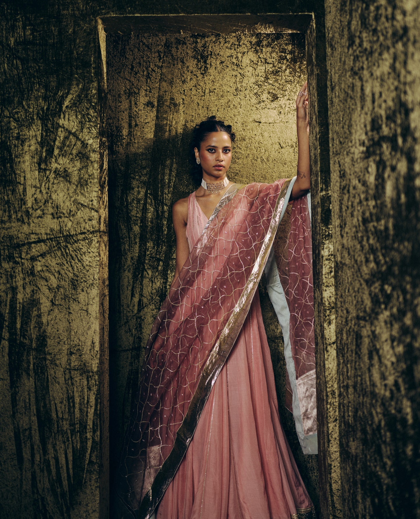 Chandni dress set in Pink