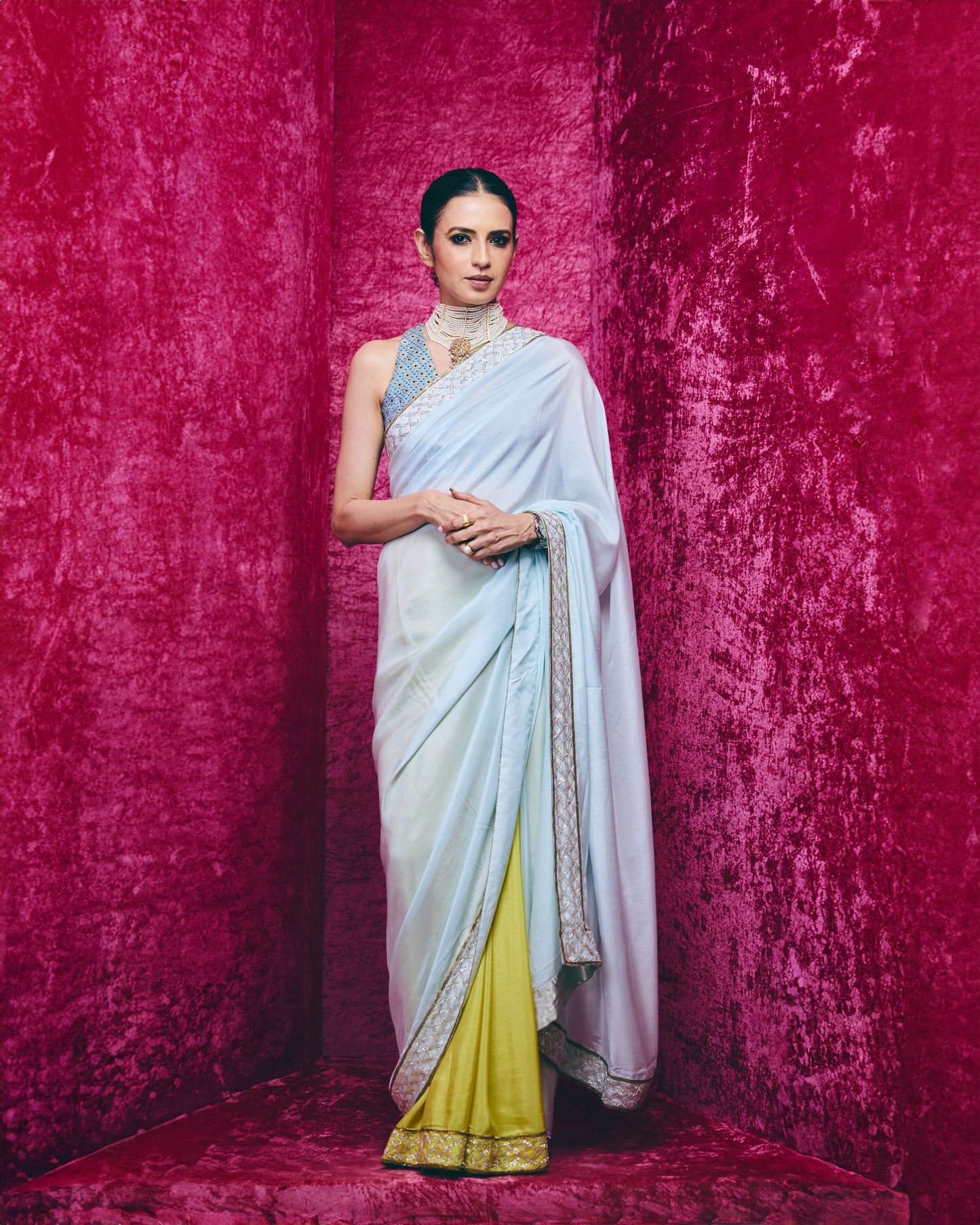 Zeenat saree set in Turquoise