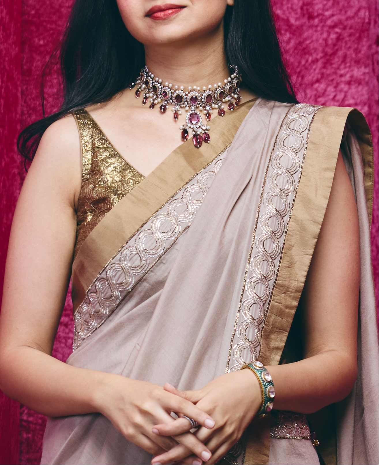 Padmini saree set in Mushroom