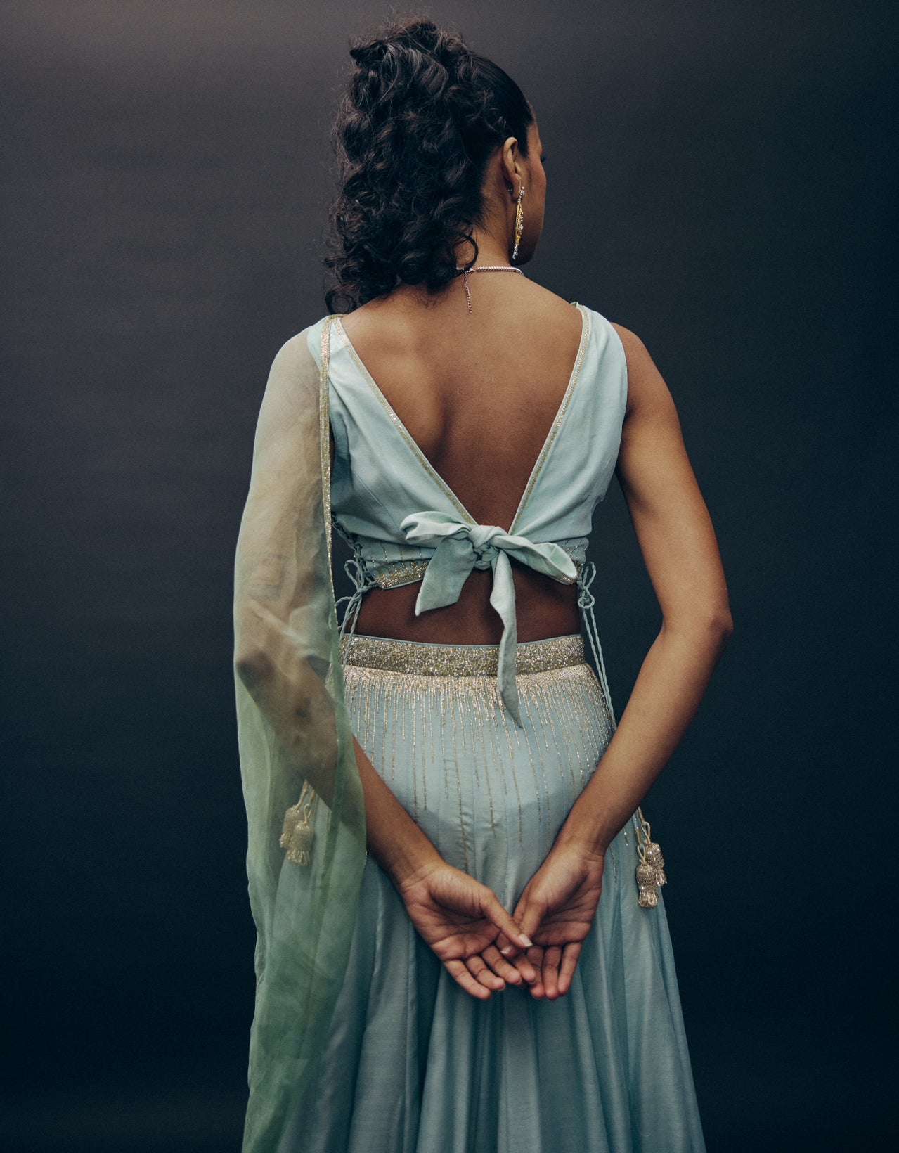 Bodycon ghaghra set in Turquoise
