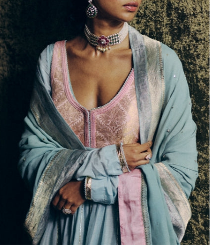 Ananya Anarkali Set in Turquoise