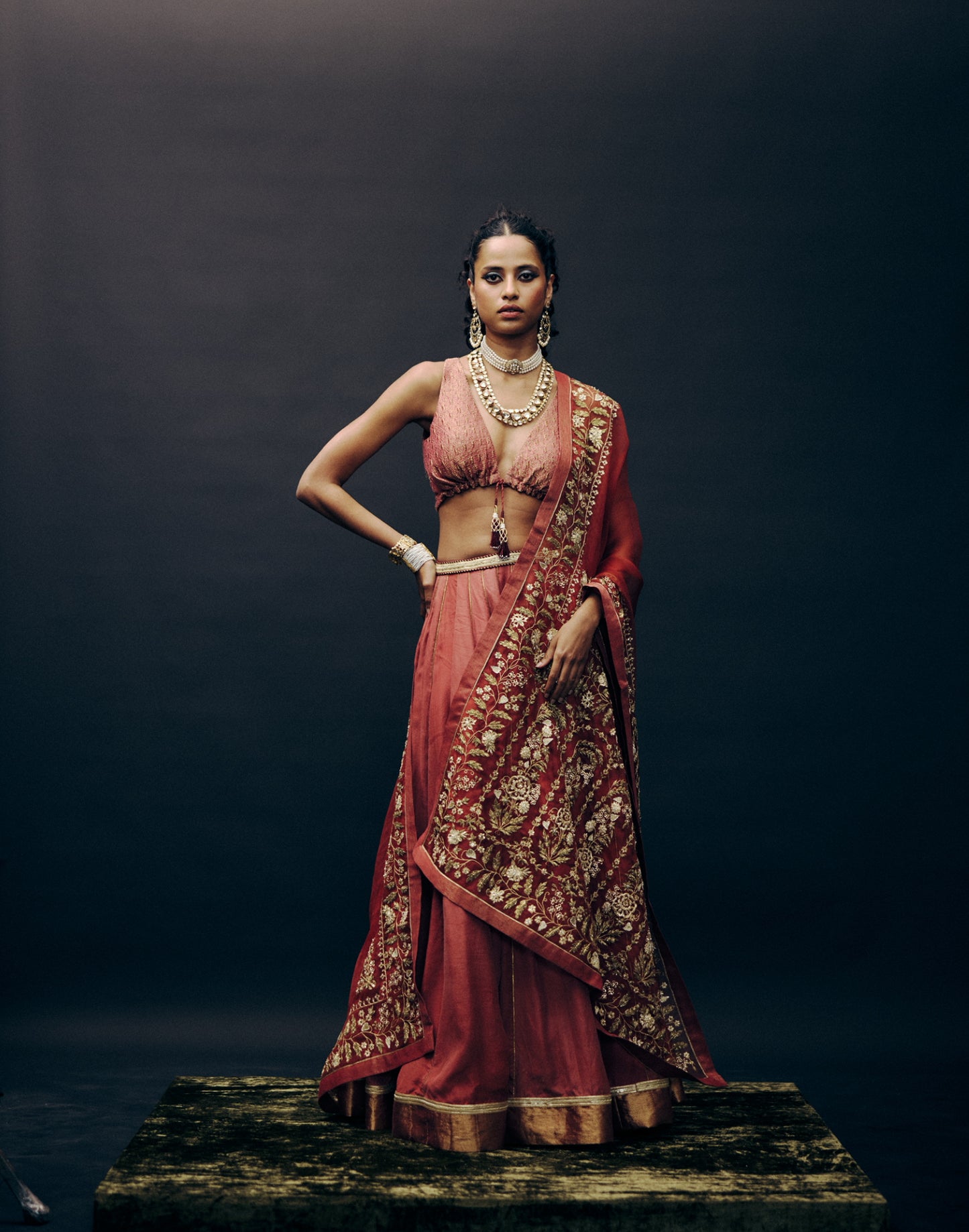 Gulshan ghaghra set in Laal
