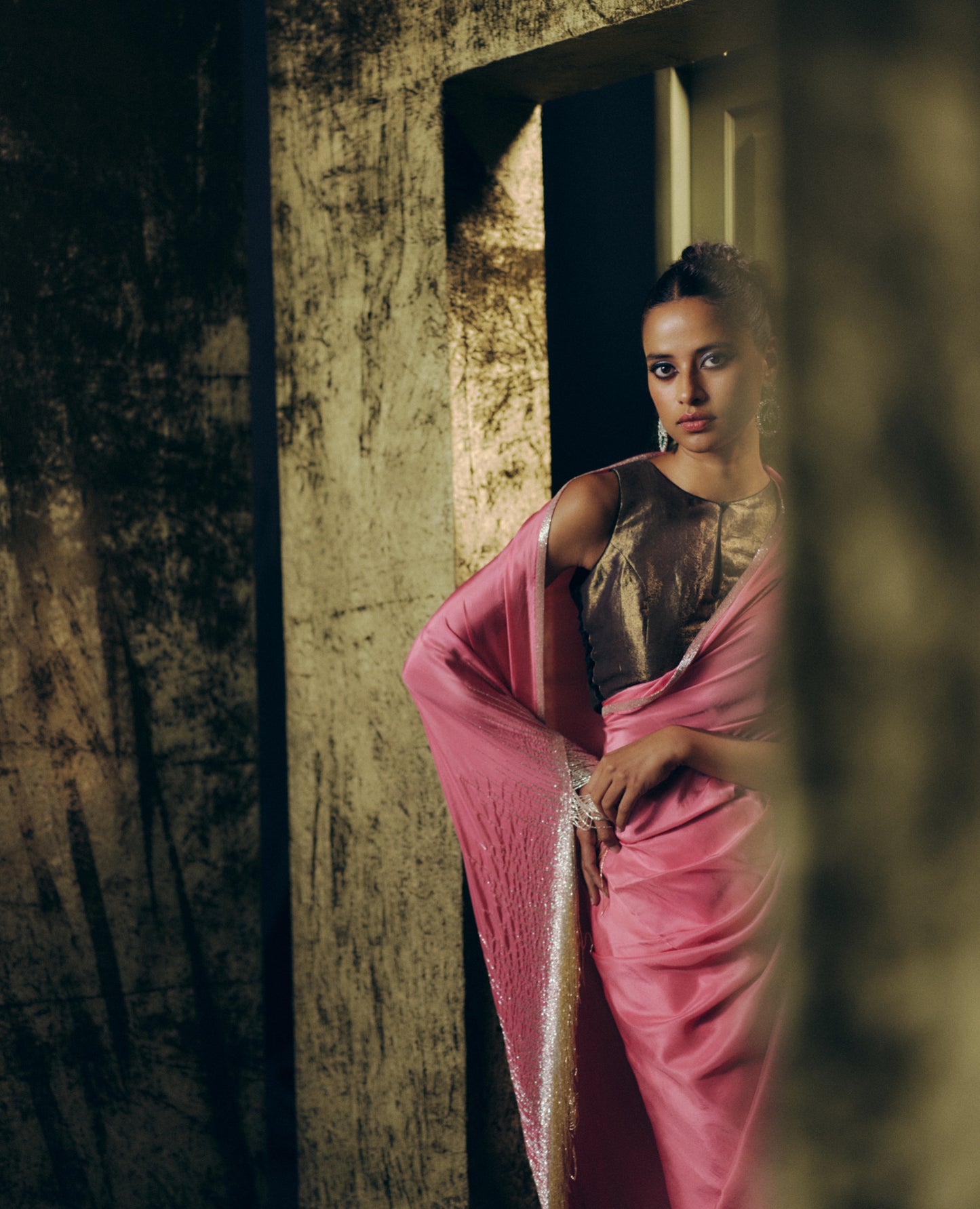 Amrita saree set in Fuchsia