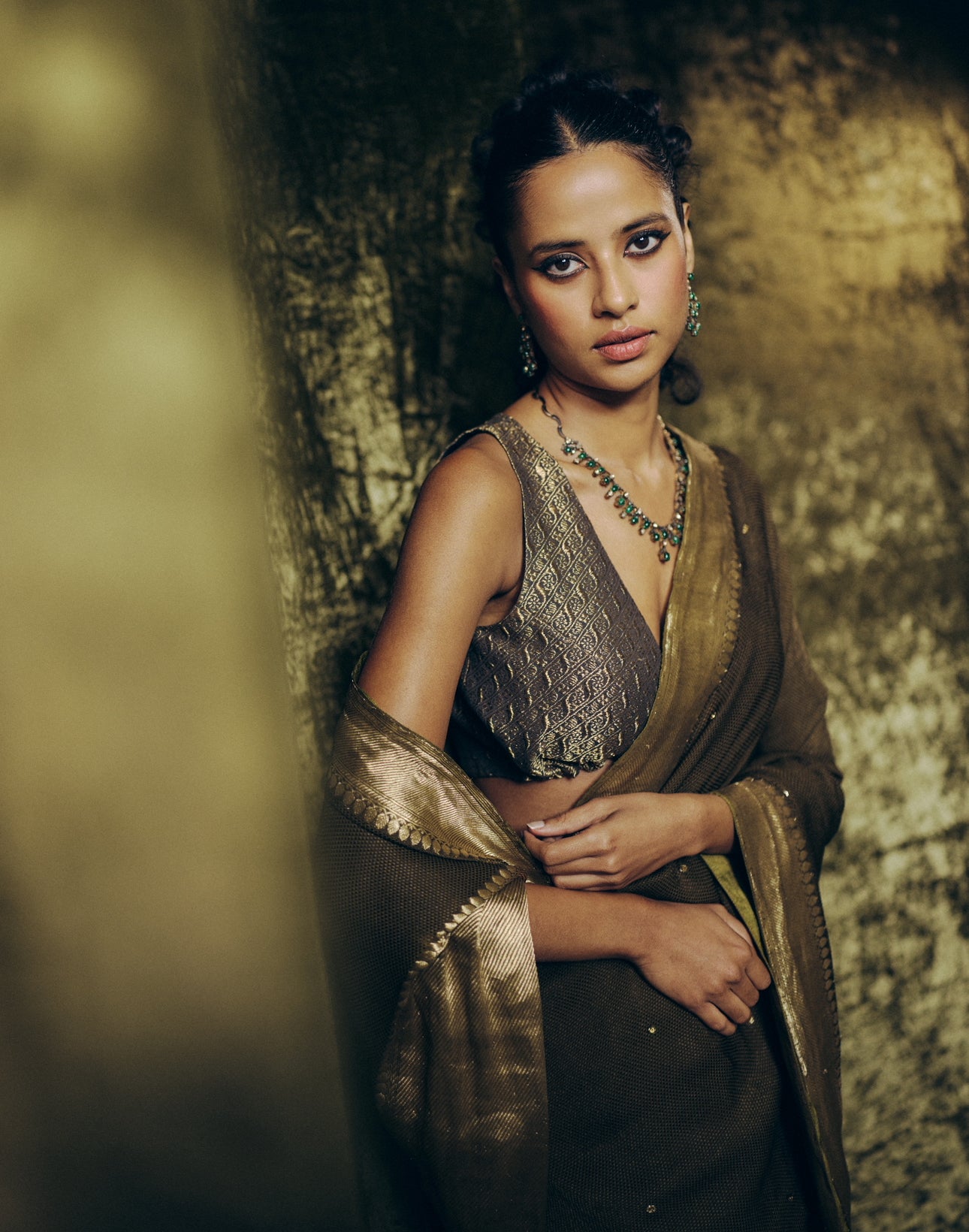 Radhika Saree Set in Olive