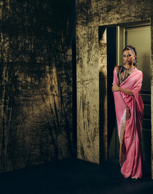 Amrita saree set in Fuchsia
