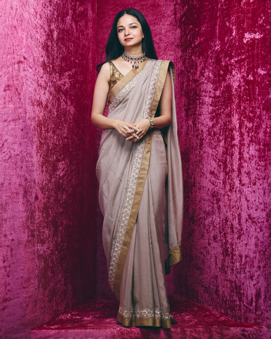Padmini saree set in Mushroom