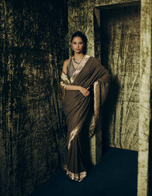 Radhika Saree Set in Olive