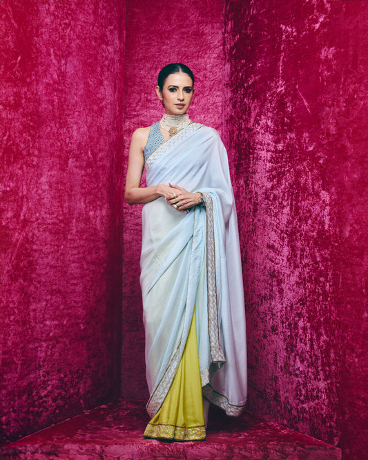 Zeenat saree set in Turquoise
