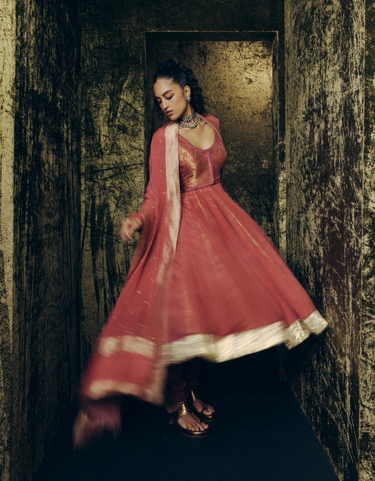 Ananya Anarkali Set in Laal