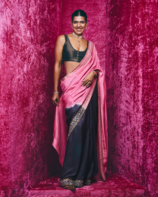 Zeenat saree set in Fuchsia