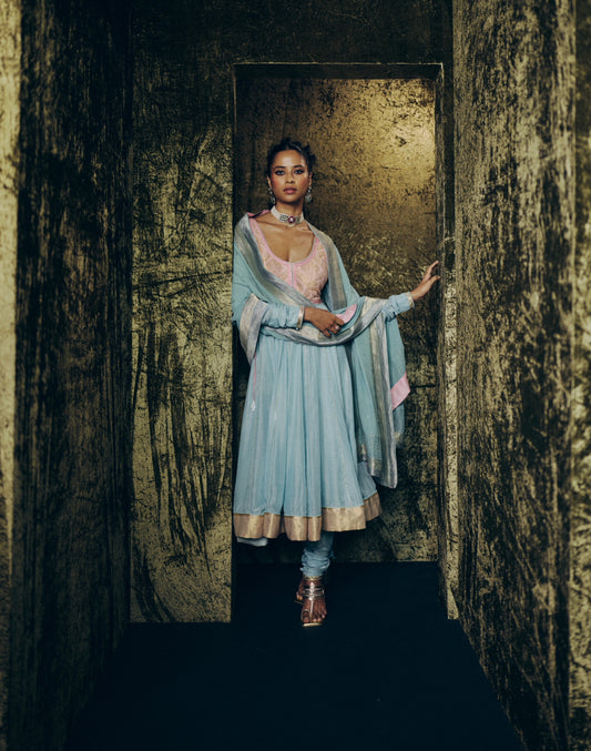 Ananya Anarkali Set in Turquoise